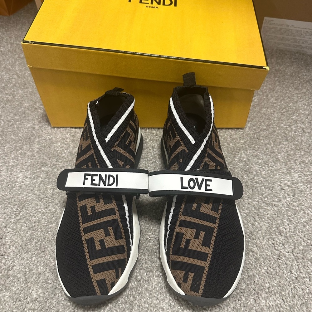 Fendi Black and Brown Logo Sneakers